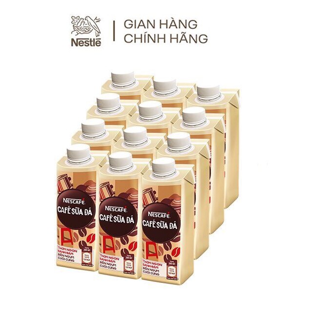 Bộ 12 hộp Cà phê uống liền NESCAFÉ® Cà Phê Sữa Đá (hộp 200ml)