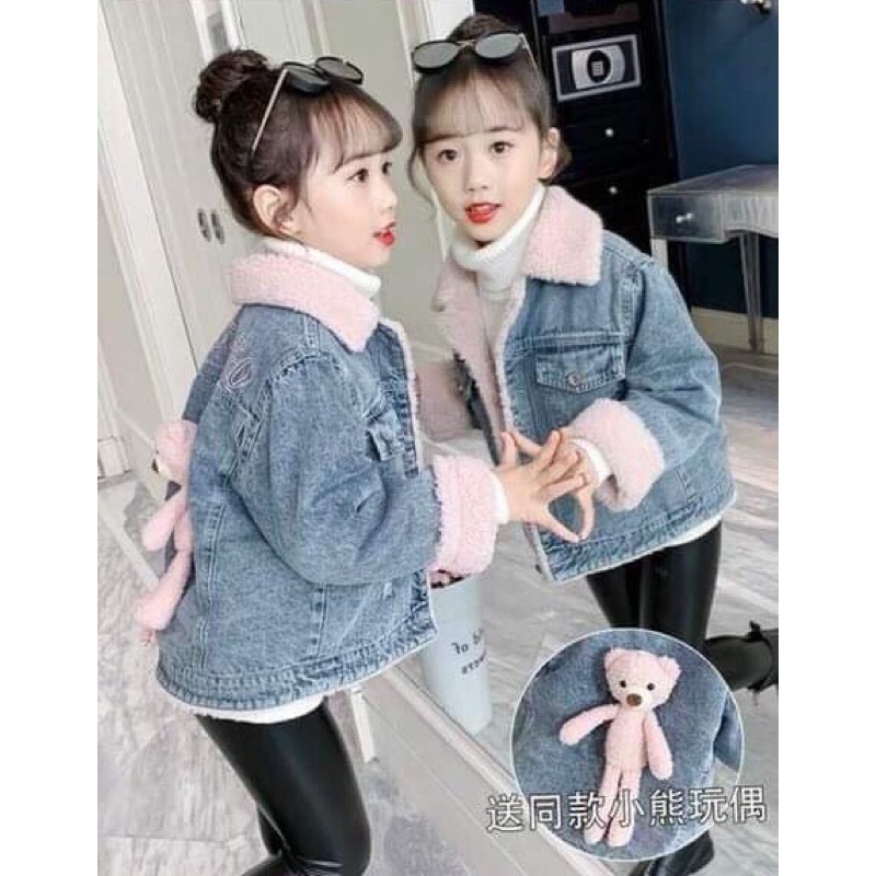 Khoác bò lót lông bé gái sai nhỡ (14-20kg) 2-5tuổi ( màu thật kéo sang phải)