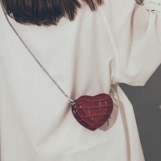 ORDER hình thật - Sẵn xanh - Túi mini trái tim da vân siêu sang