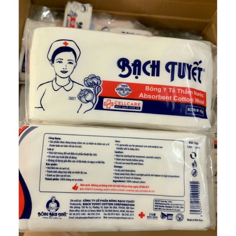 Bông y tế Bạch Tuyết (túi 25gr - 45gr - 100gr)