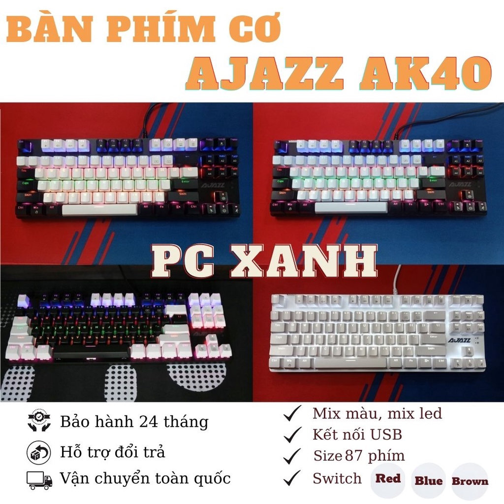 Bàn phím cơ Gaming Ajazz AK40 có dây giá rẻ - Hàng chính hãng bảo hàng 2 năm