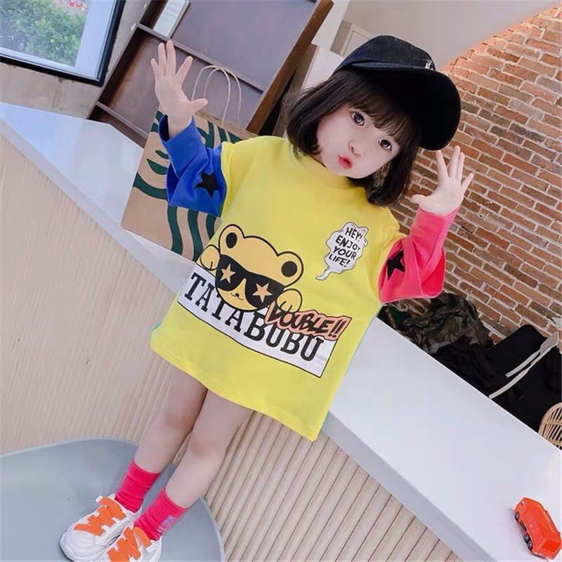 Cute girl Korean style long sleeve T-shirt cartoon pattern