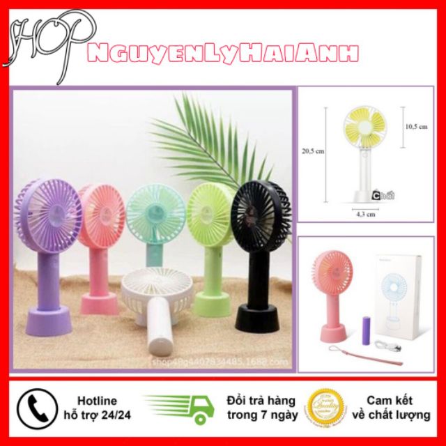 Quạt Tích Điện Mini Sạc Pin Cầm Tay 3 Chế Độ Gió