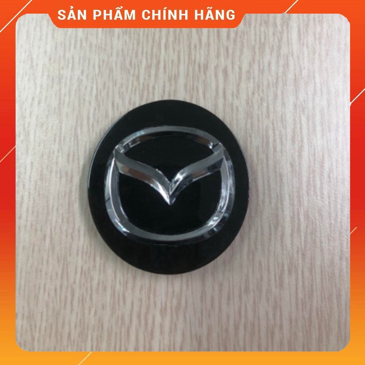 Logo chụp mâm, lazang bánh xe Mazda đường kính 57mm MAD57: Mầu Đen và Bạc SM