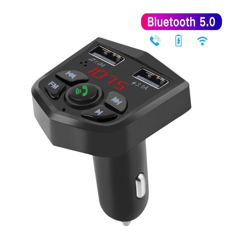 Cục Sạc Hai Cổng Usb 2021 3.1a Bluetooth 5.0 Kiêm Máy Mp3 Fm Màn Hình Lcd-552 Cho Xe Hơi