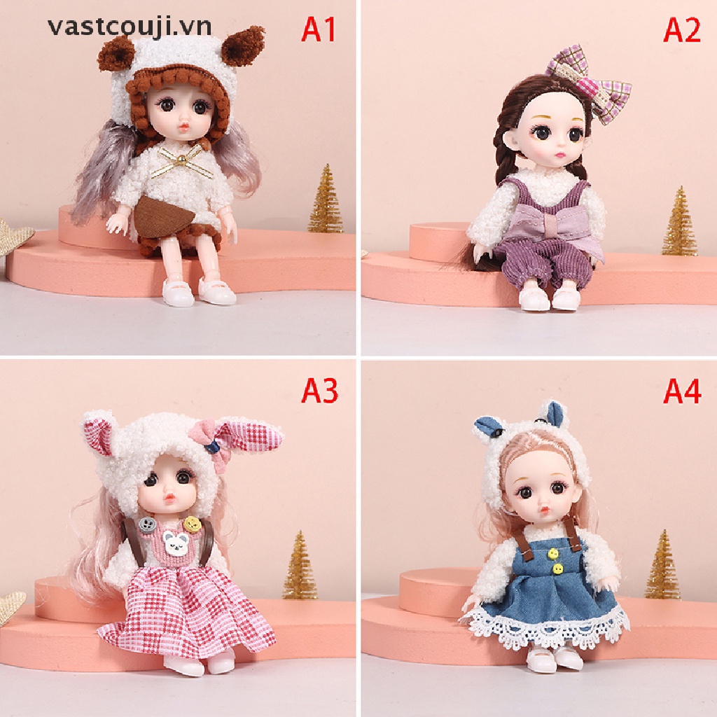 Búp Bê VASTJI Mini 16cm Có Khớp Cử Động Kèm Quần Áo Xinh Xắn Cho Bé Gái