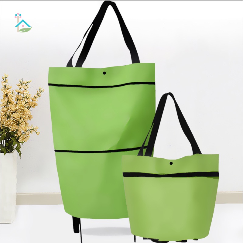 Túi Mua Sắm 2 Trong 1 Có Bánh Xe Kéo Và Gấp Gọn Tiện Dụng