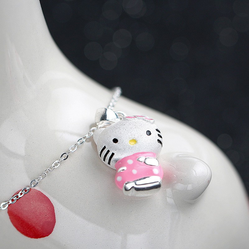 Dây chuyền bạc mặt mèo Hello Kitty