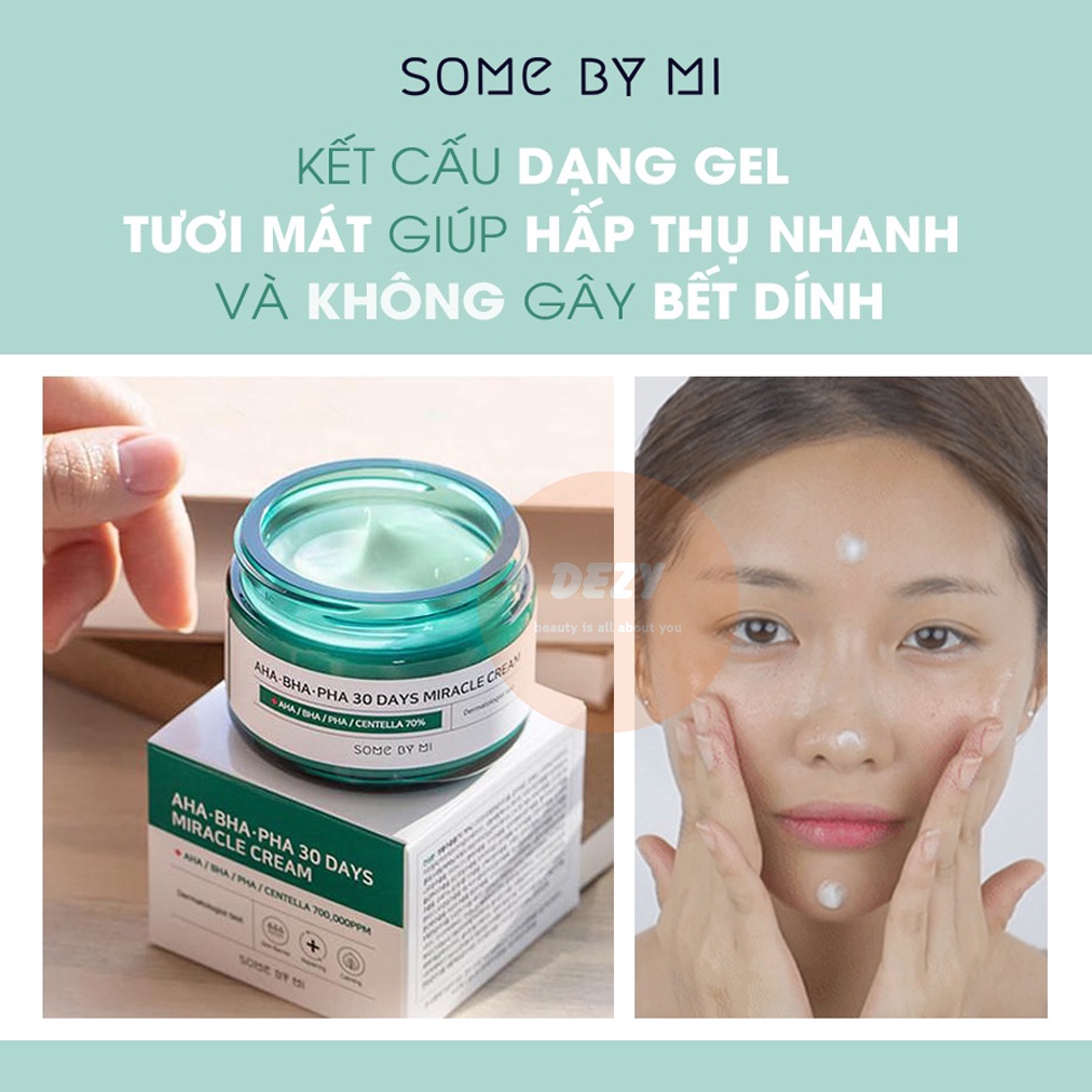 Kem Dưỡng Ẩm Some By Mi AHA BHA PHA Miracle Cream Trắng Da Ngừa Mụn Tối Ưu Olive Dưỡng Ẩm Kháng Khuẩn Ngừa Lão Hóa Dezy