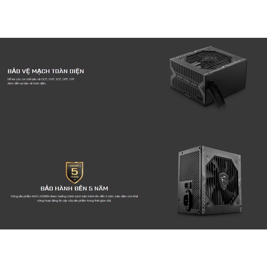 Nguồn máy tính MSI MAG A650BN 650Watt 80 Plus Bronze