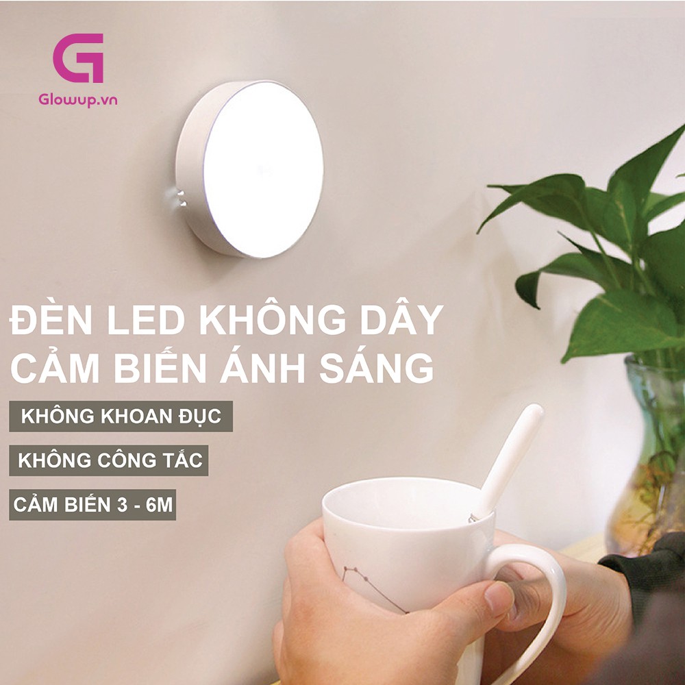 Đèn cảm ứng chuyển động Glowup L07 không dây cảm biến ánh sáng tích điện tiết kiệm diện tích