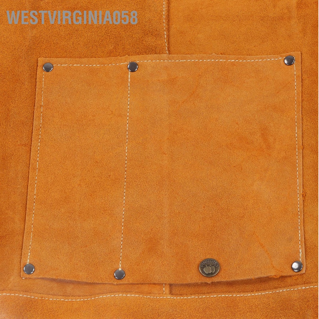 Westvirginia058 Hàn Tạp dề bảo hộ Chống cháy mài mòn Điều chỉnh dây đeo bằng da Quần áo lao động có túi