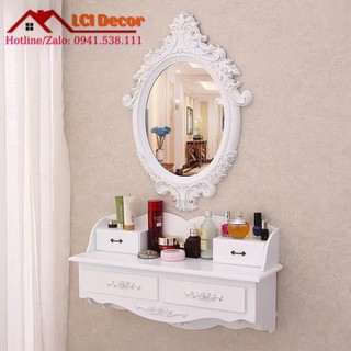 [Hàng đẹp] Bàn trang điểm treo tường LCI-5520, Gương (64*46cm), Kệ (55*20cm)