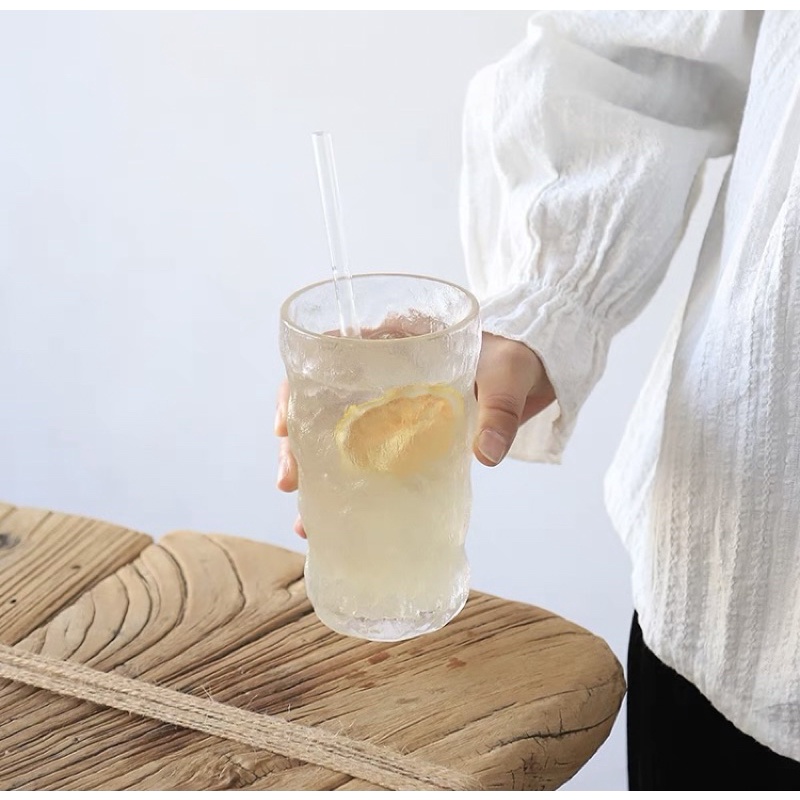 Cốc thủy tinh vân sóng nước - Decor quán cafe, chụp hình đồ ăn, đựng đồ uống