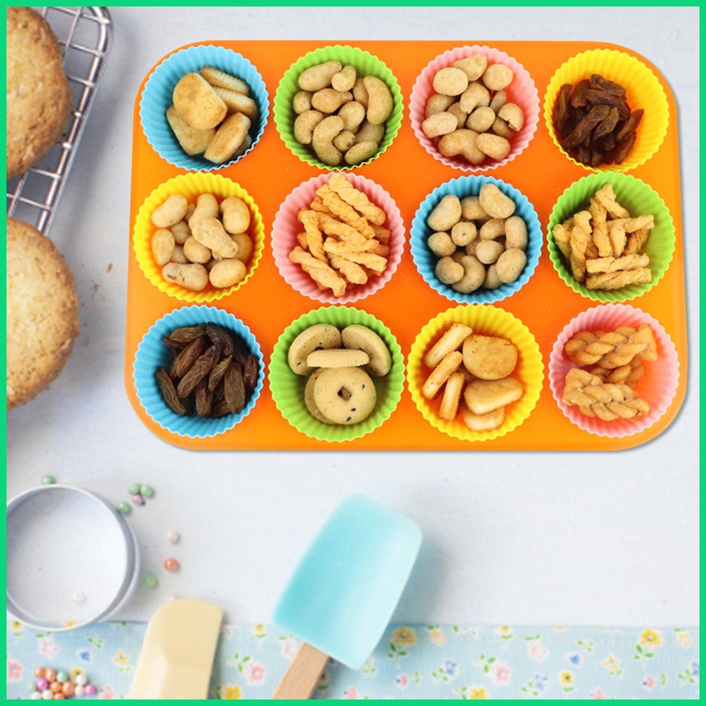 Set 11 Cốc Làm Bánh Muffin Bằng Silicone Chống Dính Tái Sử Dụng Được