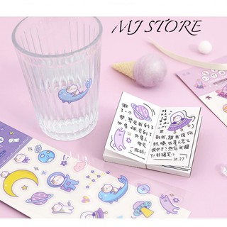Sticker Cream cat cute PET - mjstore