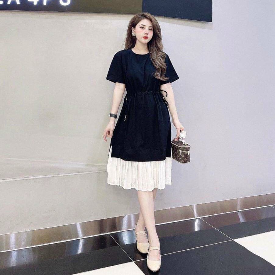 Váy bầu thời trang thiết kế M117 chất Cotton 100% và Đũi voan freesize từ 45 đến 70kg