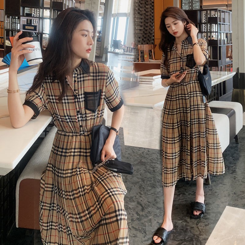 (B151)Đầm dáng xòe thiết kế đầm ngắn tay eo dập ly cực xinh đầm kẻ chưa bao giờ lỗi mốt chất mềm đẹp sang chảnh hót