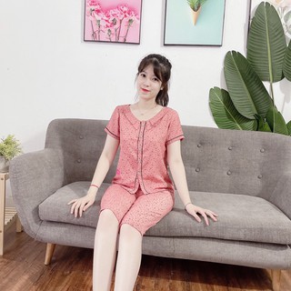 Đồ bộ mặc nhà tay cộc quần lửng chất đũi lạnh loại 1 có size