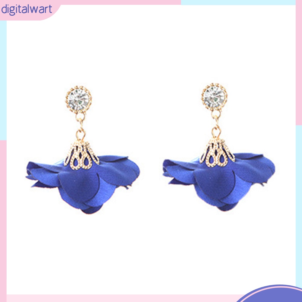 Đôi bông tai hình hoa trang trí đính đá thời trang cho nữ