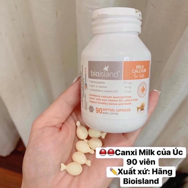 Viên uống bổ sung Canxi Bioisland Calcium Milk For Kid 90 viên