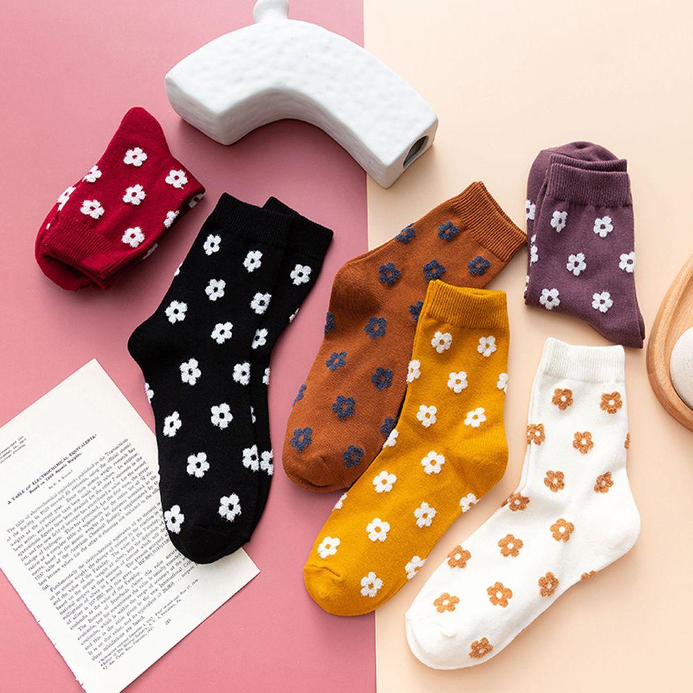 Vớ Cotton Mềm Mại In Họa Tiết Hoa Dễ Thương Giữ Ấm Cho Nữ