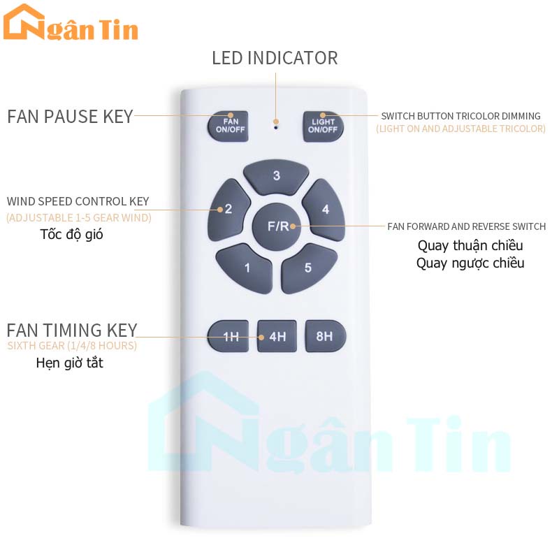 Quạt Trần 3 Cánh Gỗ Trang Trí Sảnh Phòng Khách Cao Cấp VF43 Ngân Tin