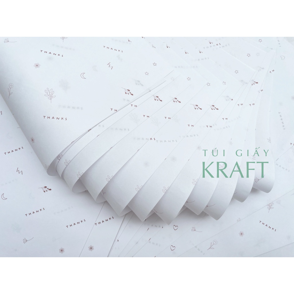 Giấy gói hàng in họa tiết Nâu khổ nhỏ 21 x 40cm, giấy pelure