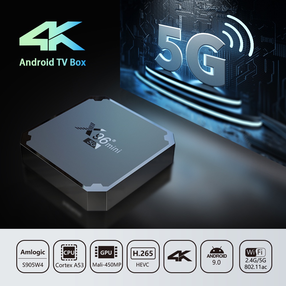 ANDROID TVBOX X96 MINI 5G |CHẠY ANDROID TV 9 CHIP AMLOGIC S905W4 RAM 2GB