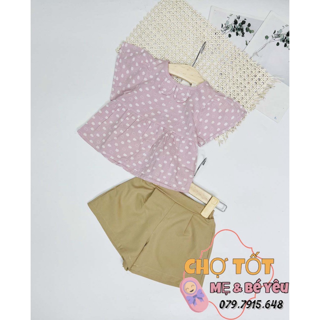 Set bộ short bé gái áo xô vải thiết kế (1-5)