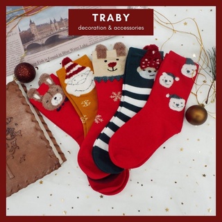 Tất thổ cẩm trẻ em noel vàng