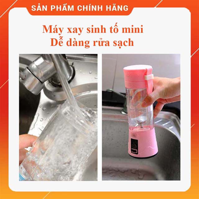 Máy xay sinh tố mini cầm tay có pin sạc 50W - 380ml - 6 lưỡi (nhiều màu) 0803_6L