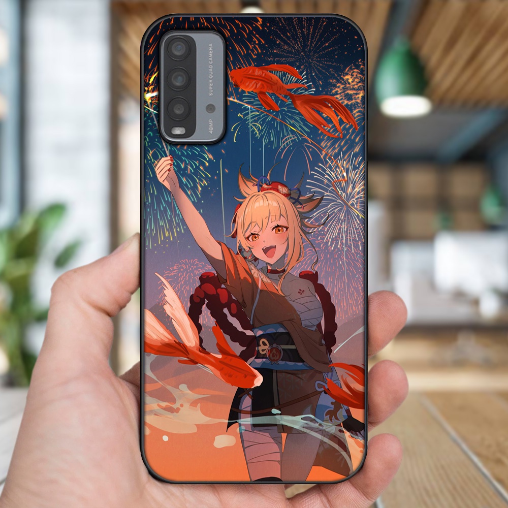 Ốp lưng Xiaomi Redmi 9T viền đen in hình Yoimiya Genshin Impact