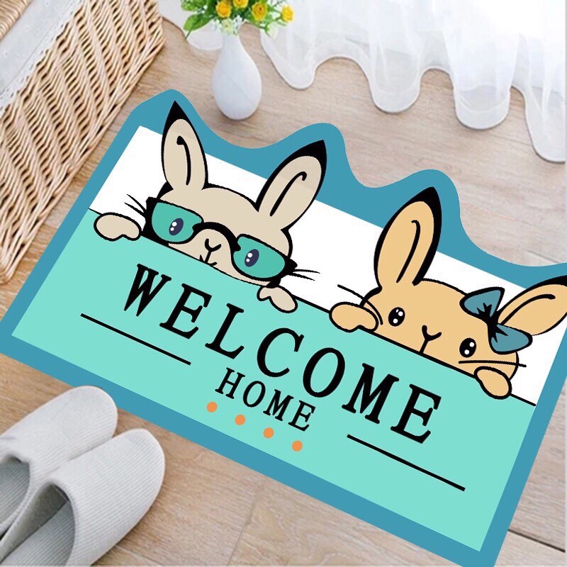 Thảm lau chân trang trí nhà cửa dày dặn siêu tiện dụng có in hình ảnh hoạt hình đáng yêu giao hình ngẫu nhiên