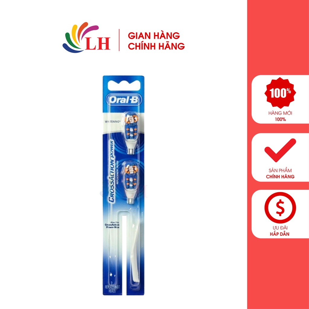 Đầu bàn chải thay thế bàn chải điện dùng pin Oral-B CrossAction Power Whitening 98728526 (Set 2 cái) - Hàng nhập khẩu