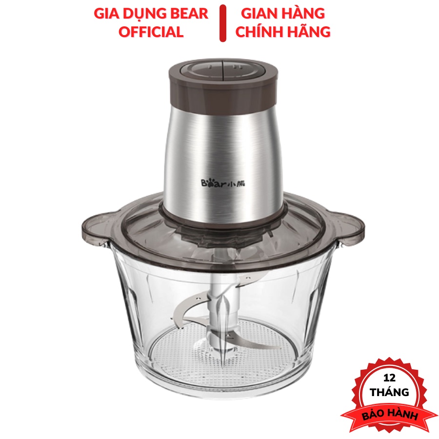Máy xay thịt thực phẩm tỏi ớt, chả cá, sinh tố mini đa năng Cao Cấp 2L Bear QSJ-D03W5, CS 300W, Bảo hành 12 tháng