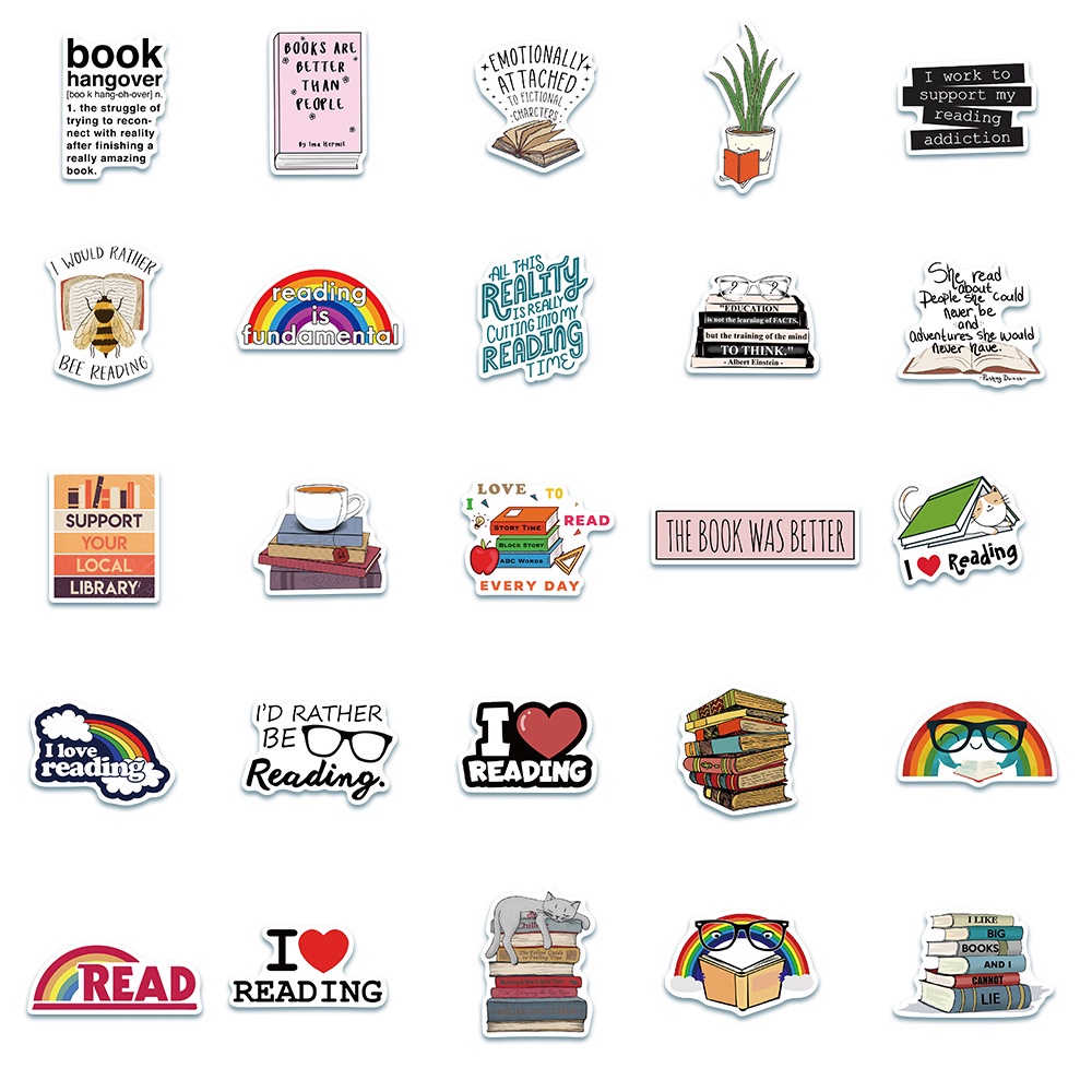 100Pcs/Set ❉ I Love Reading Series B - Reading Good Books Stickers ❉ DIY Fashion Decals Doodle Stickers