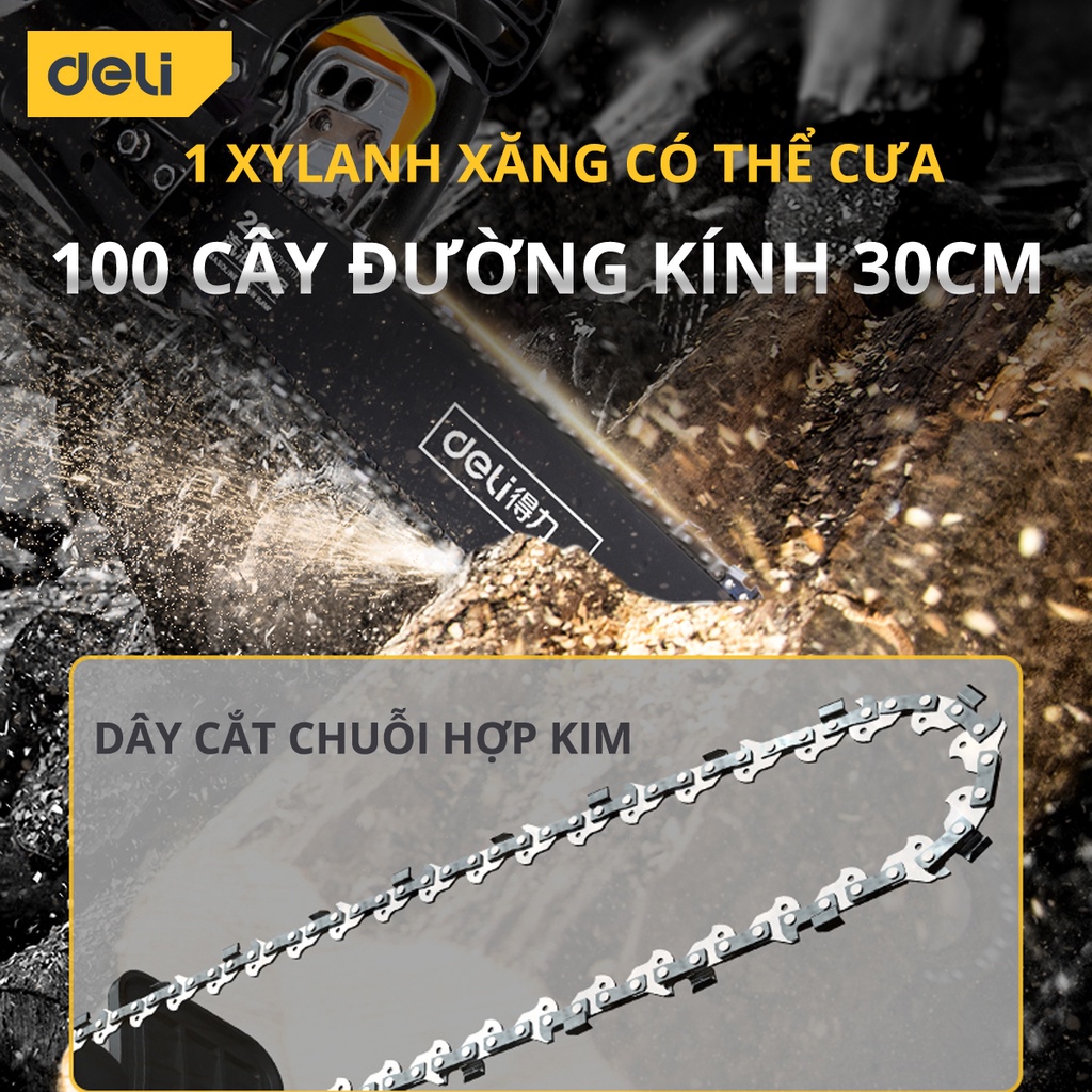 Máy Cưa Xích Deli Chính Hãng Chất Lượng Cao - Công Suất 2000W, Lưỡi Cưa 20inch Sắc Bén - Sử Dụng An Toàn - DL585020