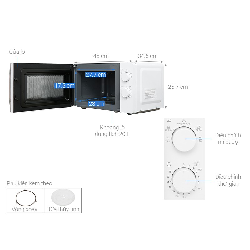 Lò vi sóng Electrolux EMM20K18GW 20 lít