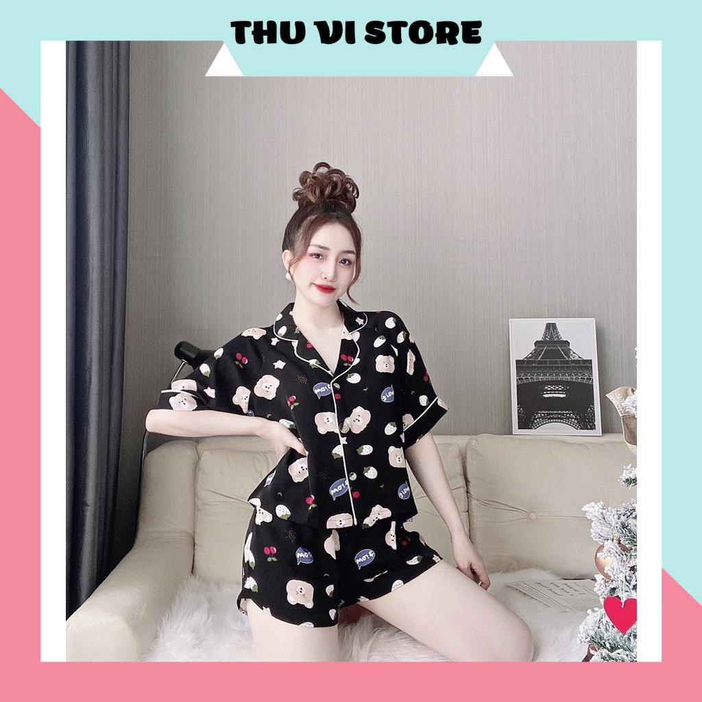 Bộ Ngủ Pijama, Đồ Lụa Mặc Nhà Áo Tay Ngắn  Hoa Văn Quần Sọc Chất Lụa Hoa Văn , Nhiều Màu Form Dáng Rộng Rãi Thời Trang C | BigBuy360 - bigbuy360.vn