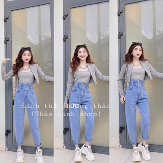 quần jeans baggy lưng cao 3 cúc thảo xinh shop có bán tách set