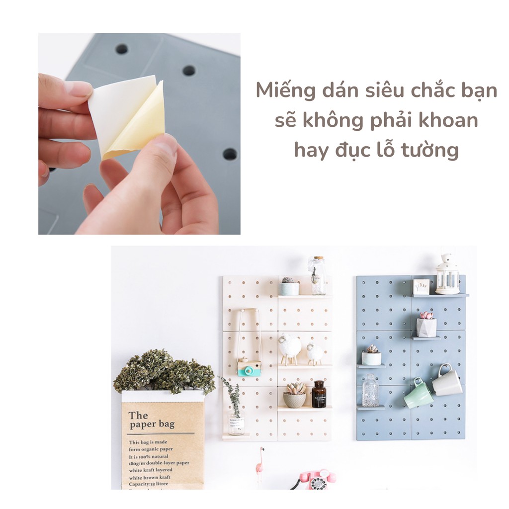 Kệ Treo Tường Mini Có Lỗ Hình Bảng Nhựa Treo Đồ Trang Trí Dán Tiện Gọn