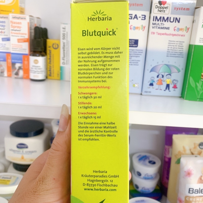 Sắt Nước Hữu Cơ HERBARIA BLUTQUICK Đức dành cho bé từ 1y & người lớn - 250ml/500ml - Hàng nội địa Đức