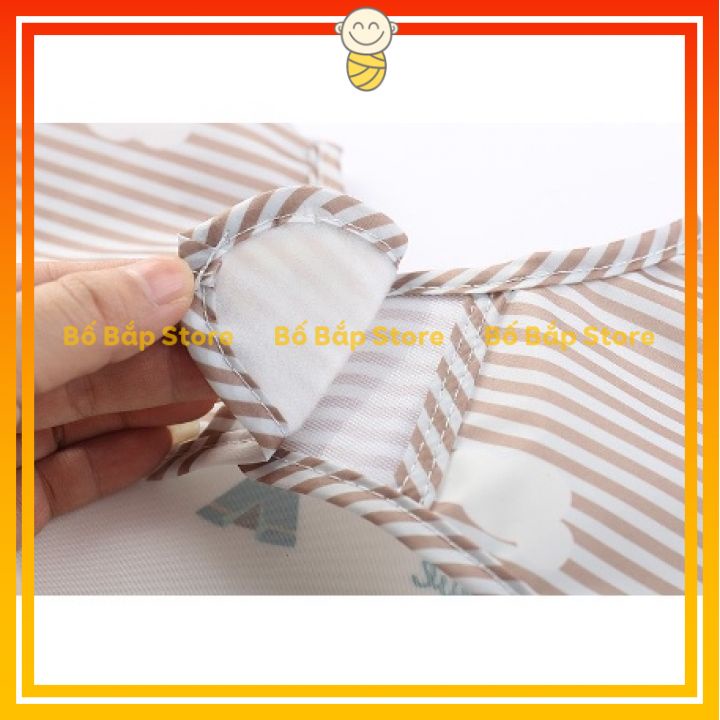 Áo Yếm Ăn Dặm Phong Cách Hàn Quốc Không Thấm Nước Ngắn Tay, Có Máng Hứng Thông Minh