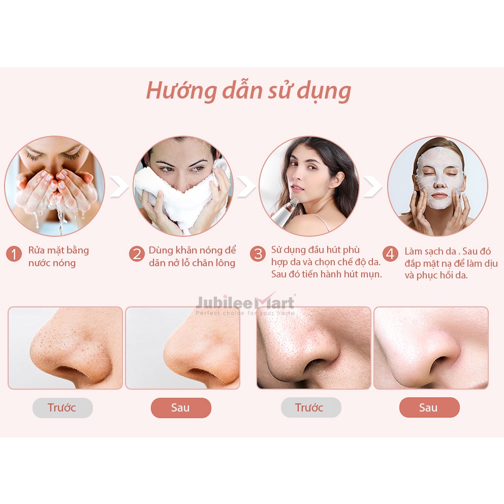 Máy hút mụn cao cấp tặng kèm 6 đầu hút, hút sạch mụn đầu đen, mụn cám, bã nhờn sử dụng pin sạc tiện lợi