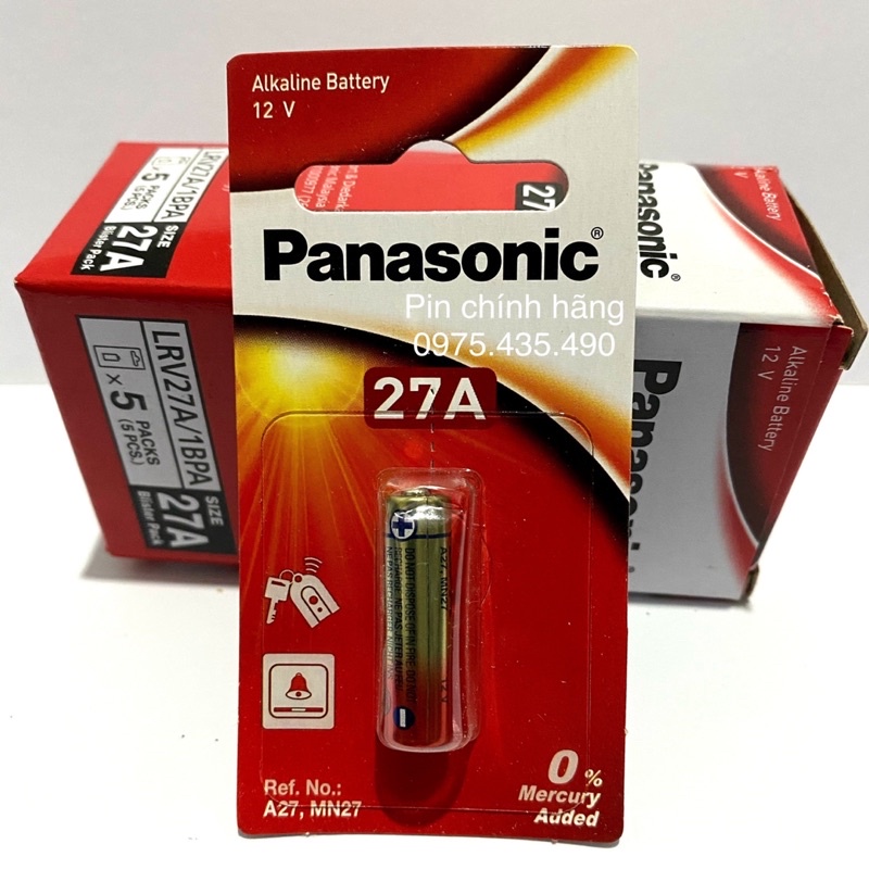 Vỉ 1 Viên Pin A23 / A27 Panasonic 12V Alkaline Hàng Chính Hãng Dùng Cho Điều Khiển Cửa Cuốn, Chuông, Quạt Trần