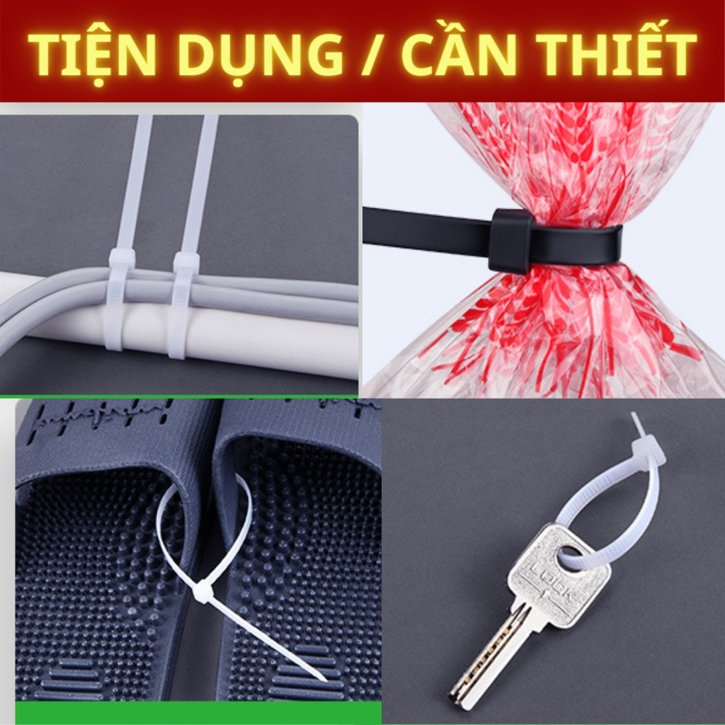 Dây thít nhựa đen, trắng, túi 100 cái dây rút nhựa 15cm 25cm 30cm lạt nhựa siêu bền, giá rẻ nhất AVILED