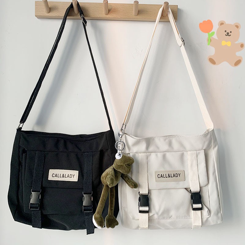 Túi đeo chéo unisex 2 khóa đi học vừa A4