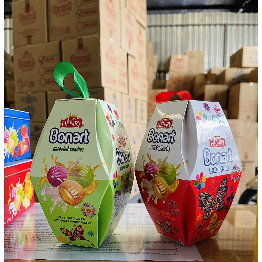 Kẹo cứng King Henry Bonart Sữa trái cây Hộp giấy lồng đèn 100g