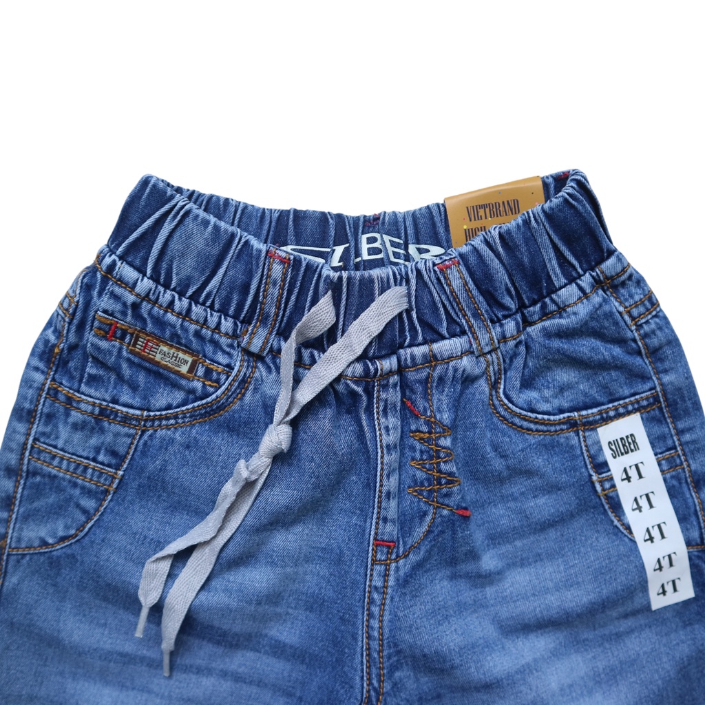 [Mã BMBAU50 giảm 7% đơn 99K] Quần Jean Lửng Bé Trai 27-45kg Phối Túi Đính Fashion SILBER KIDS